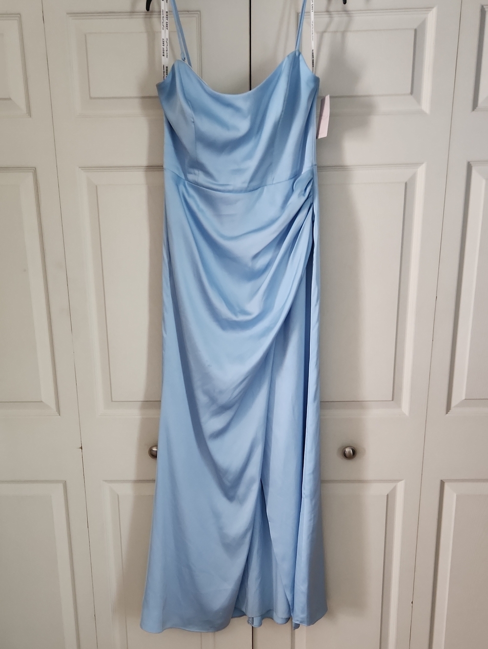 Birdy Grey Sky Blue Satin Cowl Maxi Dress - Picture 4 of 12